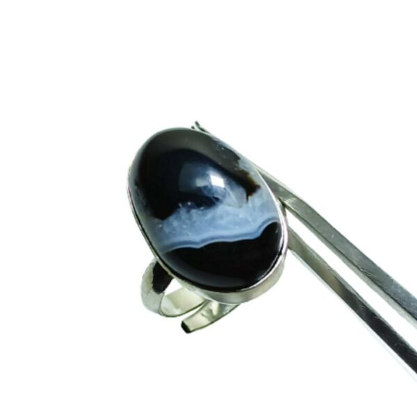 Black Sulemani Agate Hakik Stone Ring 6 to 7 Carat with Lab Certificate